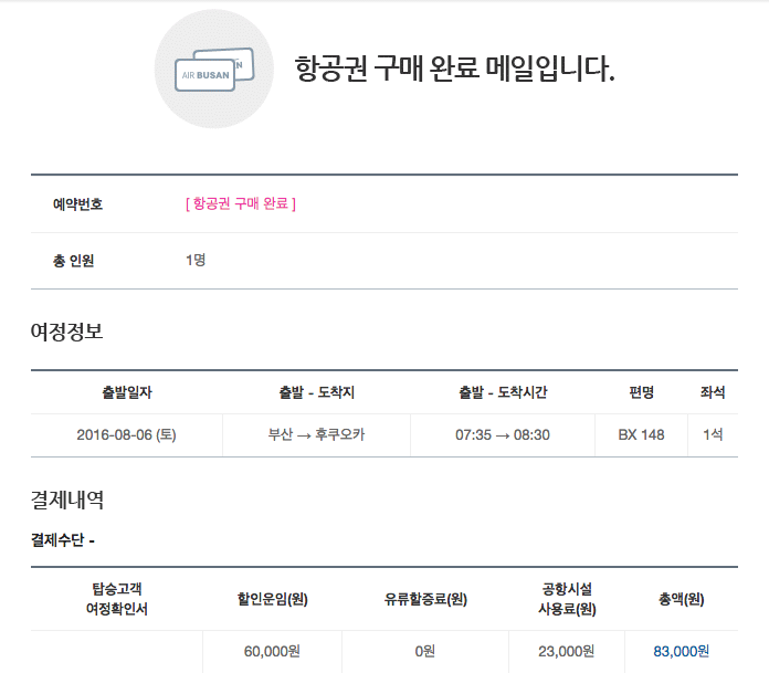 2016년 8월 6일, 후쿠오카 공항세 내는 여행
