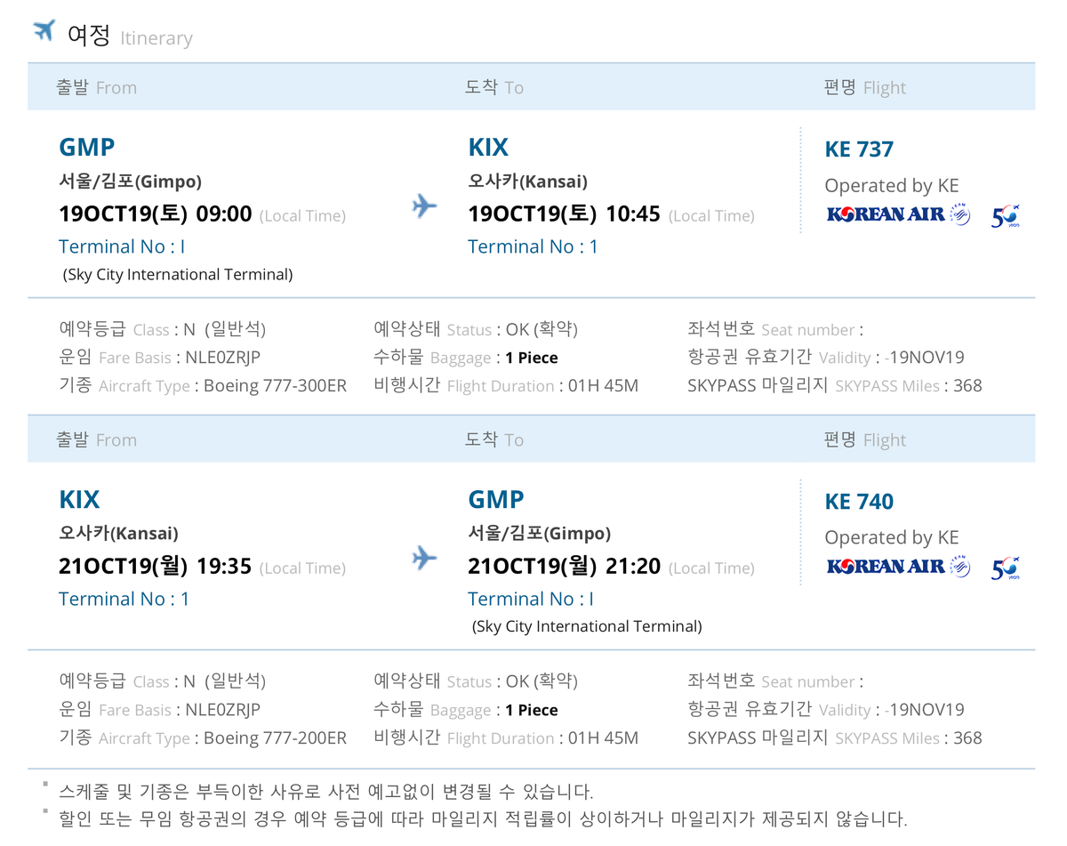2019년 10월 19일 칸사이 여행